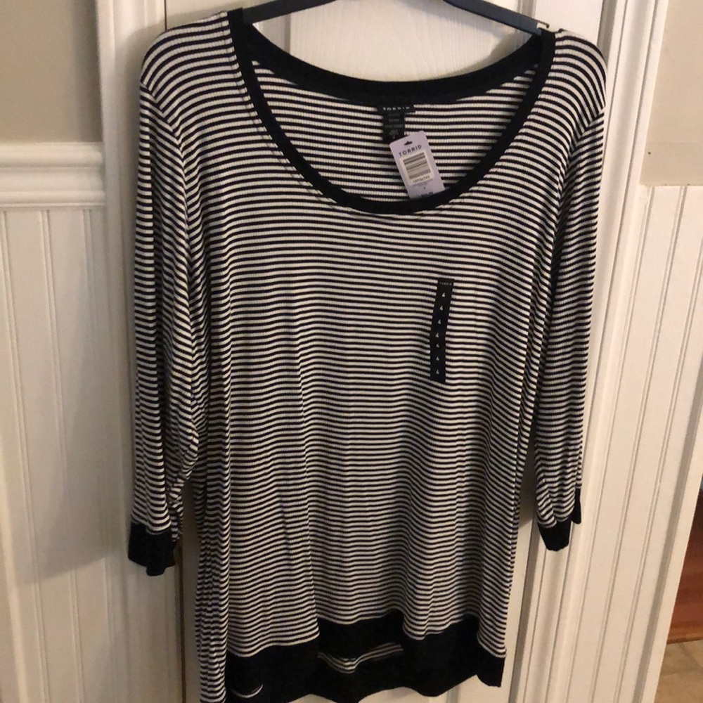 Black and white striped Torrid top